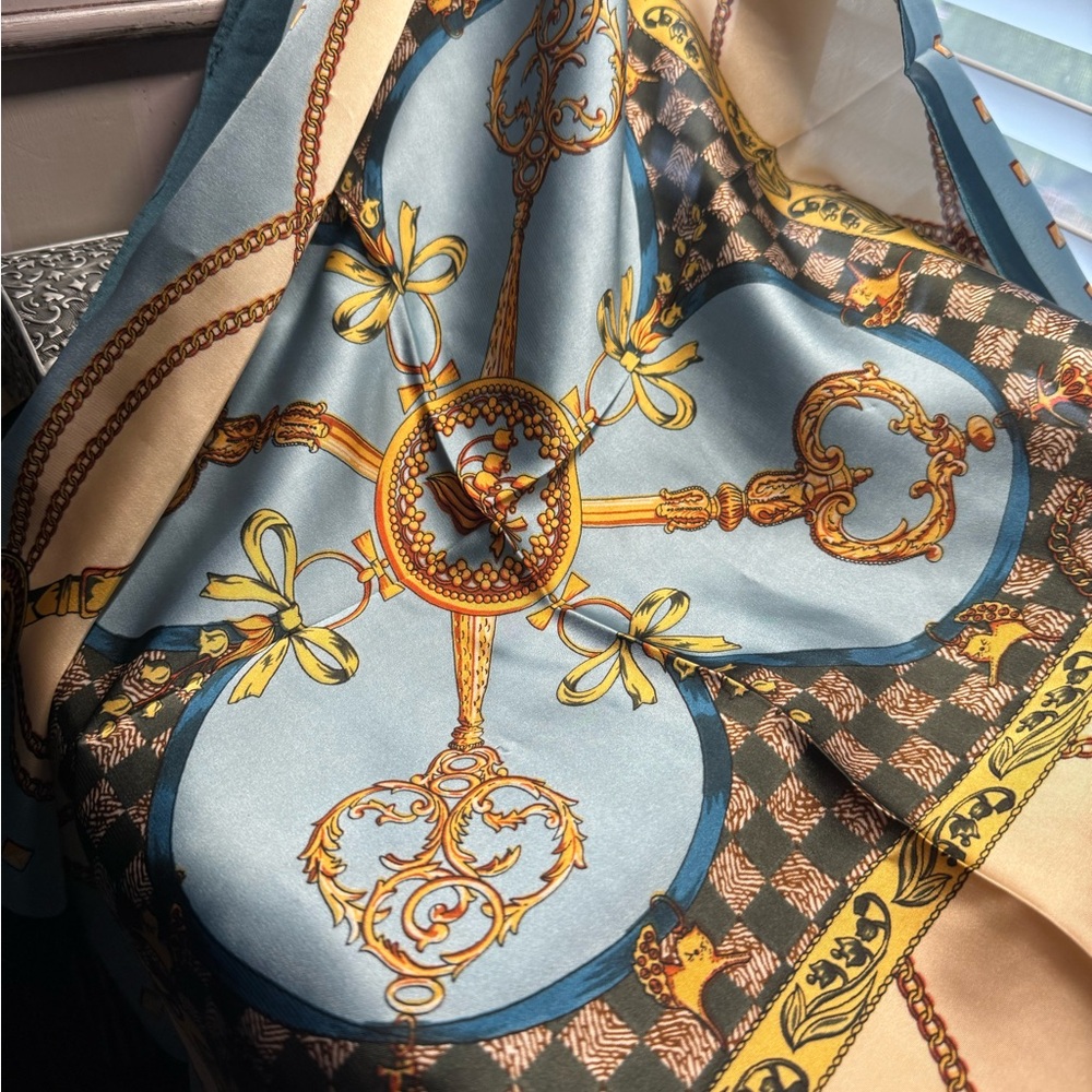 Elegant Blue and Gold Scarf